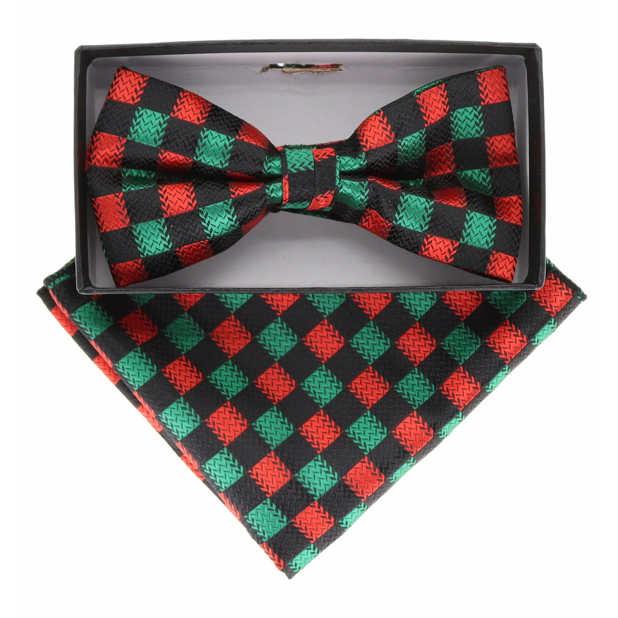 Vittorio Farina Geometric Designer Bow Tie & Pocket Square - BH - D - 21077 - Classy Cufflinks