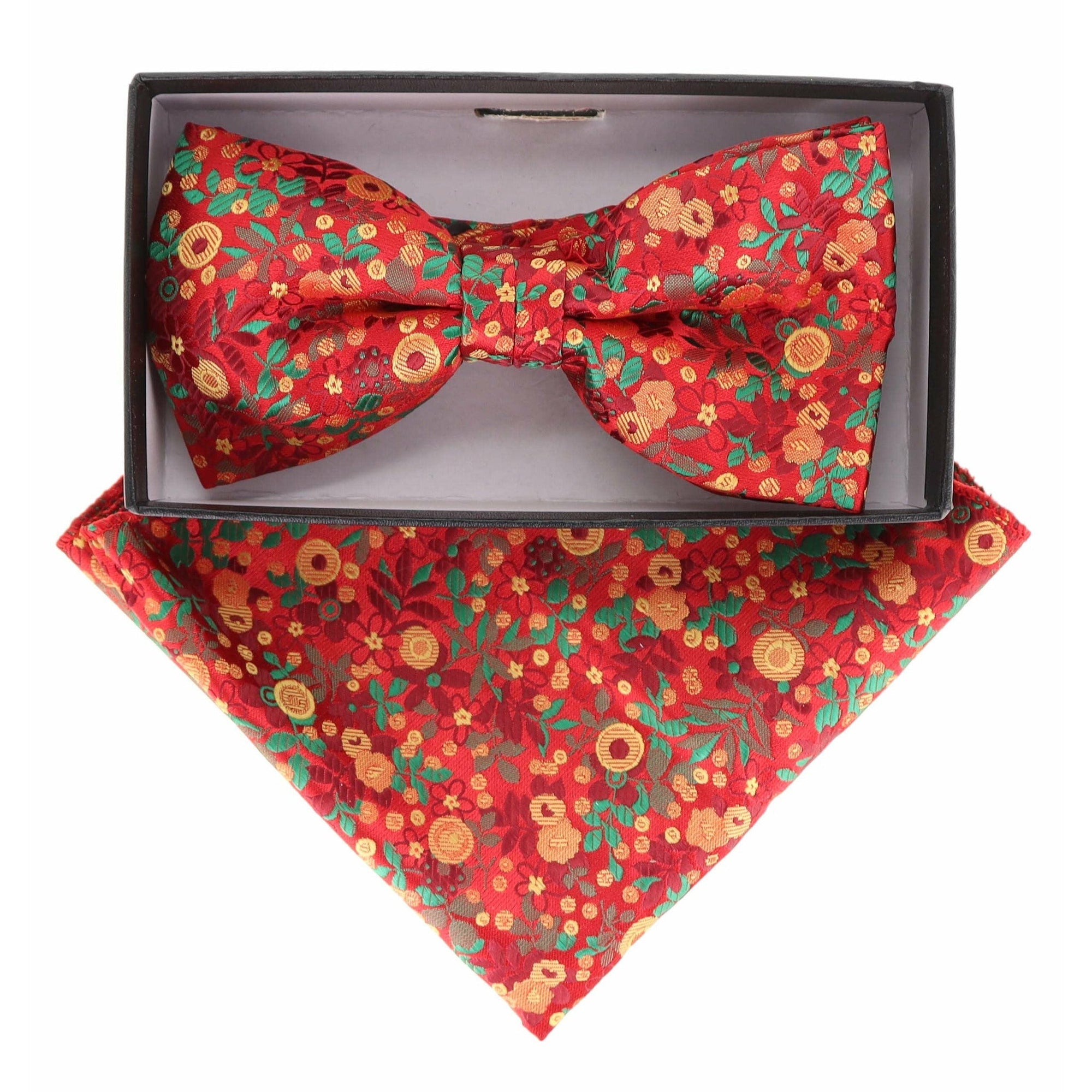 Vittorio Farina Floral Designer Bow Tie & Pocket Square - BH - D - 21143 - Classy Cufflinks
