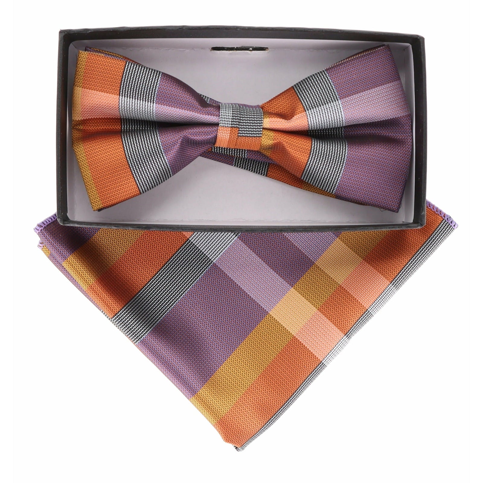 Vittorio Farina Geometric Designer Bow Tie & Pocket Square - BH - D - 21163 - Classy Cufflinks