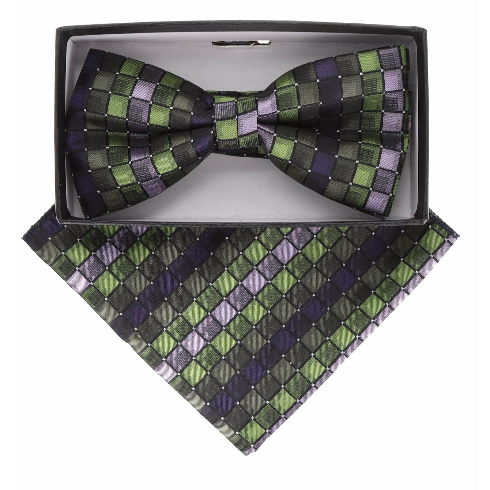 Vittorio Farina Geometric Designer Bow Tie & Pocket Square - BH - D - 21174 - Classy Cufflinks