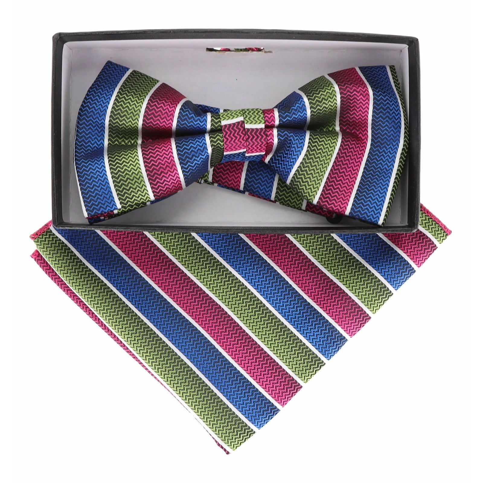 Vittorio Farina Geometric Designer Bow Tie & Pocket Square - BH - D - 21175 - Classy Cufflinks