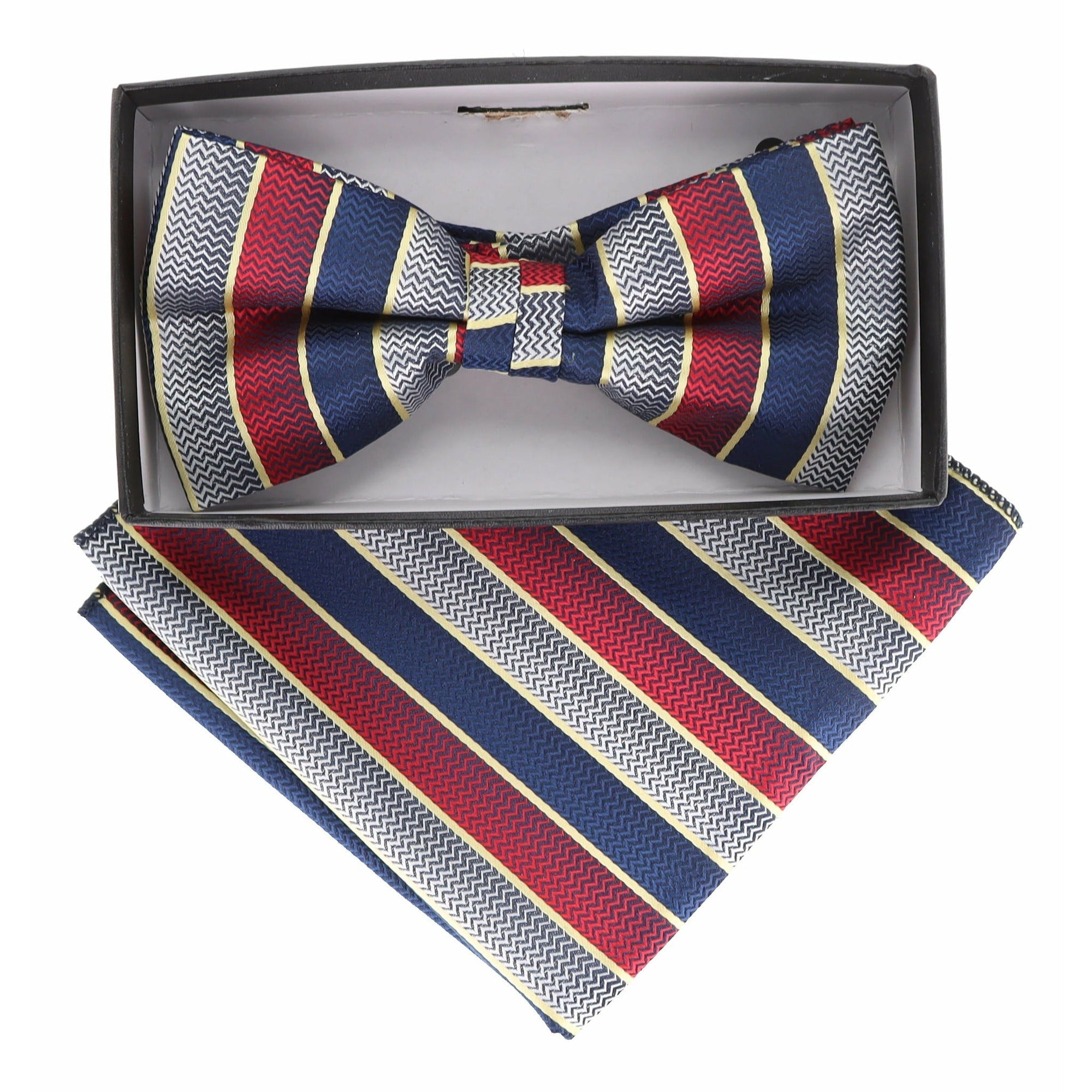 Vittorio Farina Geometric Designer Bow Tie & Pocket Square - BH - D - 21176 - Classy Cufflinks