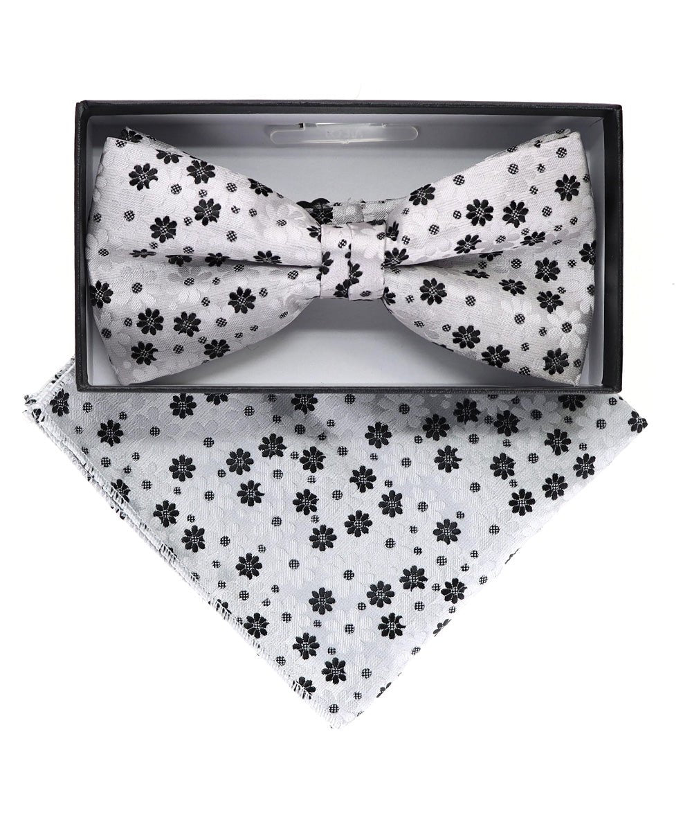 Vittorio Farina Floral Designer Bow Tie & Pocket Square - BH - D - 23035 - Classy Cufflinks