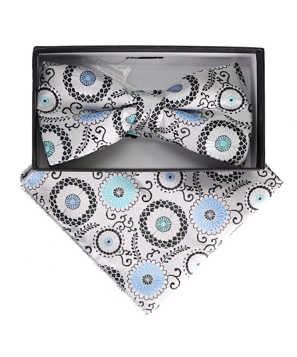 Vittorio Farina Floral Designer Bow Tie & Pocket Square - BH - D - 23052 - Classy Cufflinks