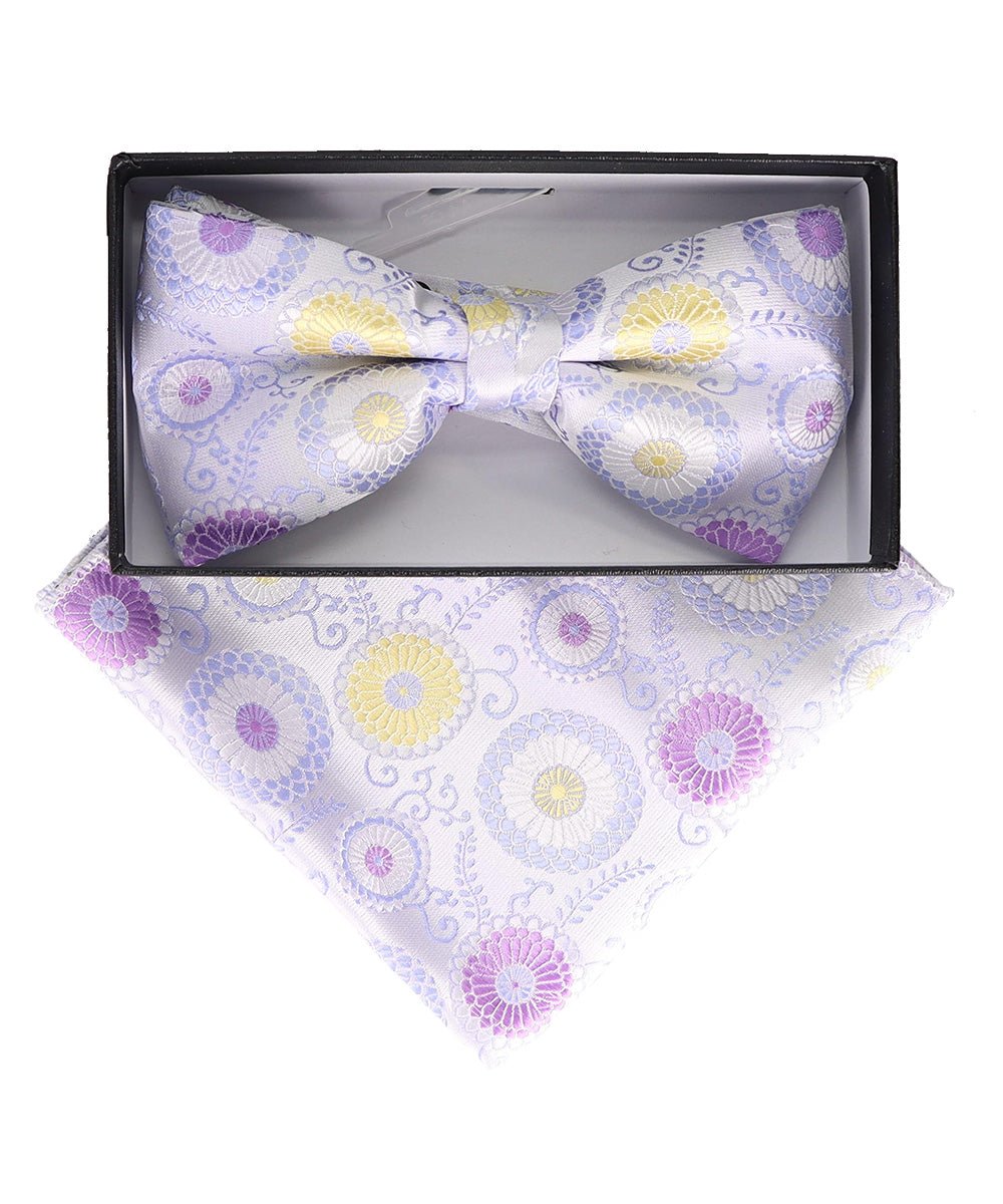 Vittorio Farina Floral Designer Bow Tie & Pocket Square - BH - D - 23053 - Classy Cufflinks