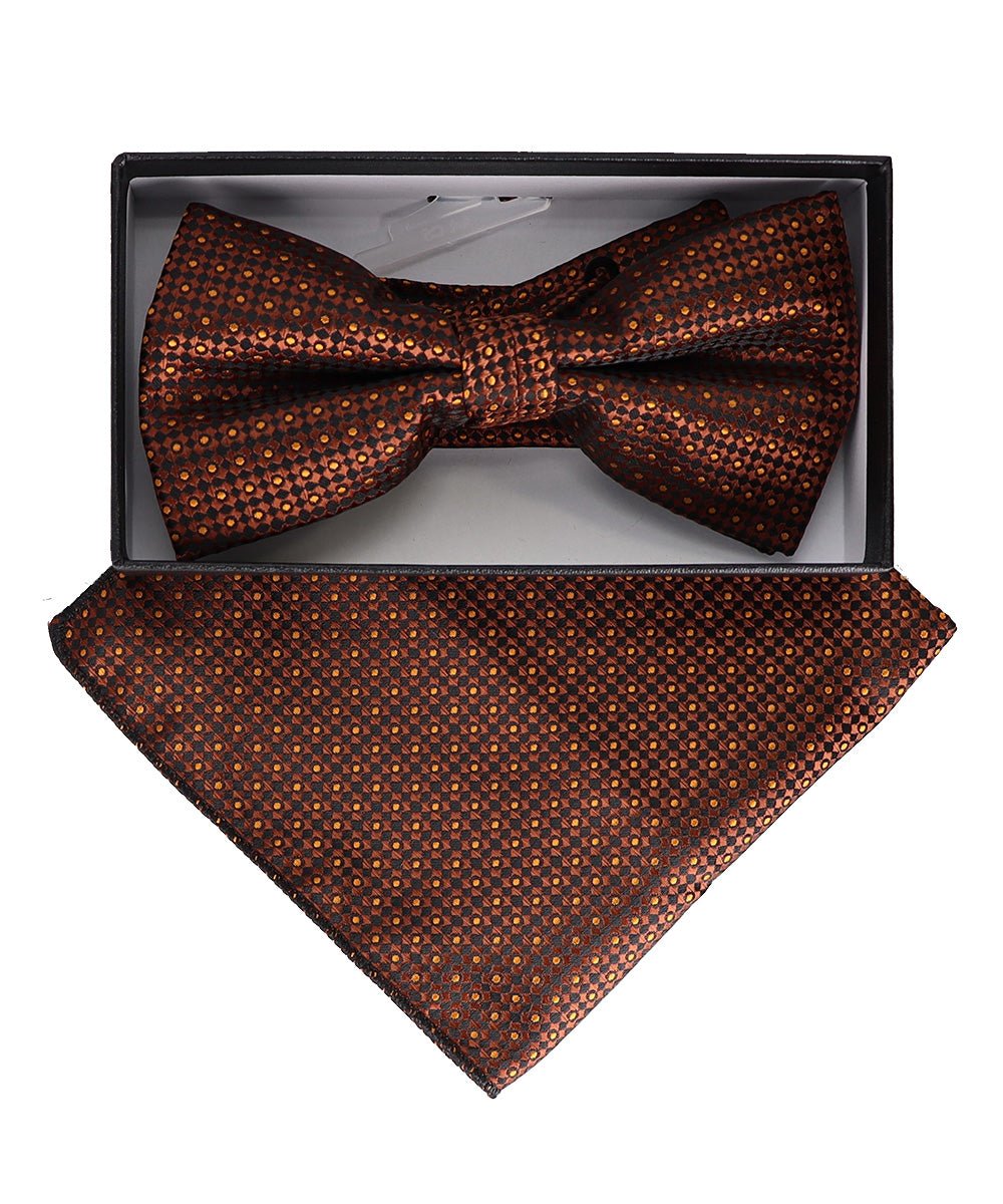 Vittorio Farina Geometric Designer Bow Tie & Pocket Square - BH - D - 23072 - Classy Cufflinks