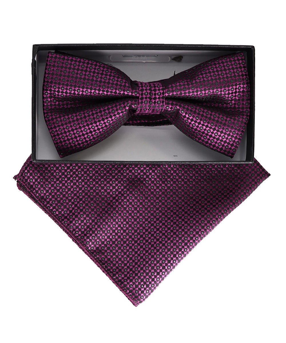 Vittorio Farina Geometric Designer Bow Tie & Pocket Square - BH - D - 23073 - Classy Cufflinks