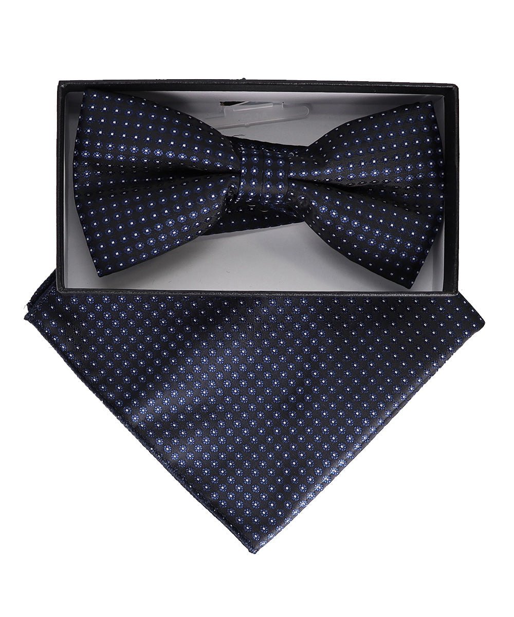 Vittorio Farina Geometric Designer Bow Tie & Pocket Square - BH - D - 23074 - Classy Cufflinks