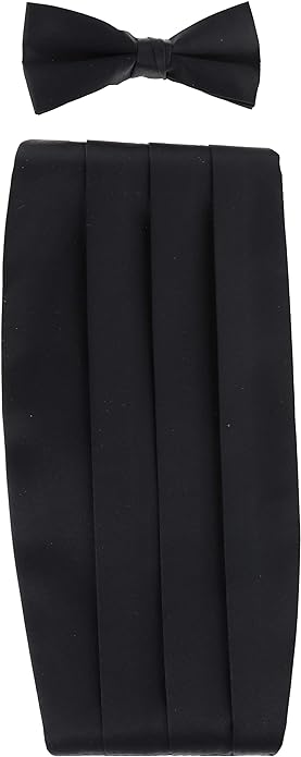 Vittorio Farina Gift Box (Cummerbund & Bow Tie Set) - cummerbund-black - Classy Cufflinks