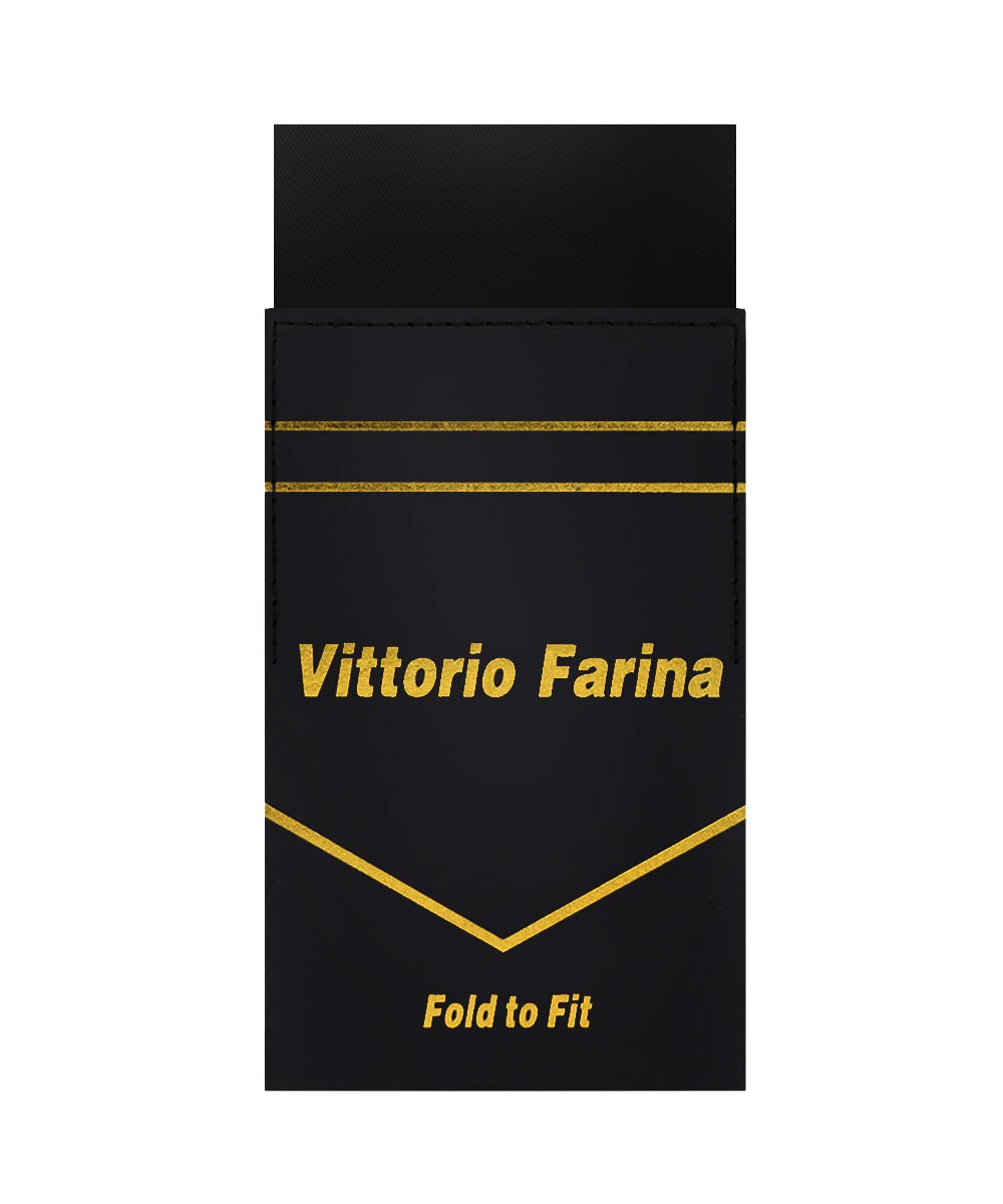 Vittorio Farina Flat Pre - Folded Pocket Square - PS - PREFOLD - FLAT_BLACK - Classy Cufflinks
